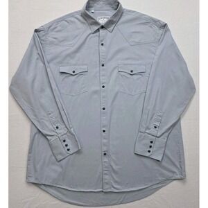 Schaefer Outfitter FW Texas Western Lite Blue Ranchwear Pearl Snap Shirt 2XL EUC